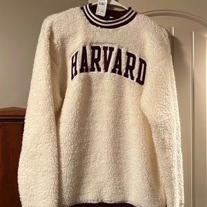 Harvard fuzzy sweatshirt - cream and burgundy